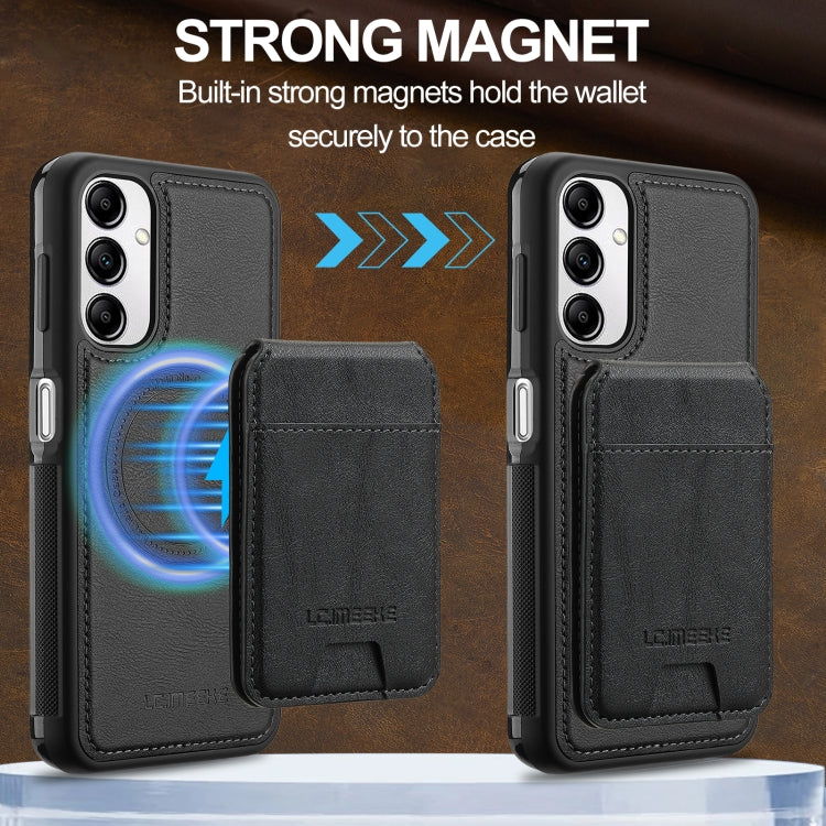 For Samsung Galaxy A34 5G LC.IMEEKE L3 Series Detachable RFID Card Bag Magsafe Phone Case(Black)