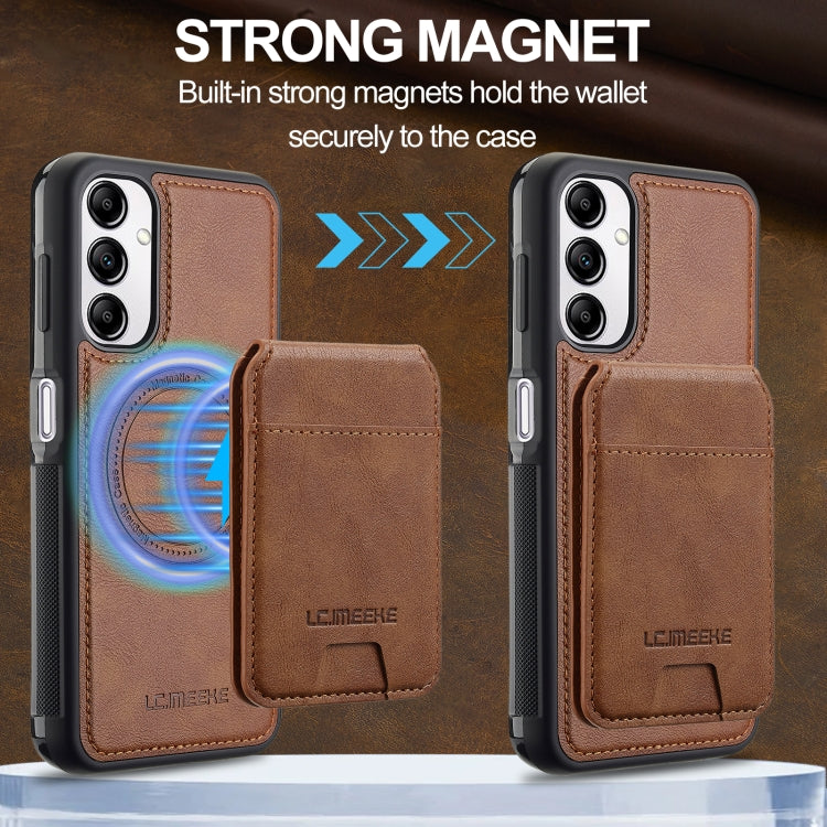 For Samsung Galaxy A34 5G LC.IMEEKE L3 Series Detachable RFID Card Bag Magsafe Phone Case(Brown)
