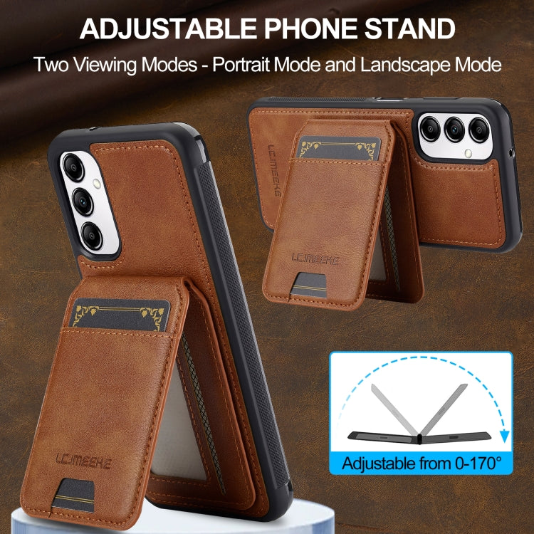 For Samsung Galaxy A34 5G LC.IMEEKE L3 Series Detachable RFID Card Bag Magsafe Phone Case(Brown)