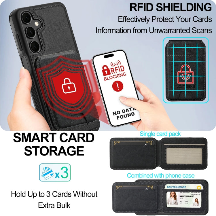 For Samsung Galaxy A16 5G LC.IMEEKE L3 Series Detachable RFID Card Bag Magsafe Phone Case(Black)