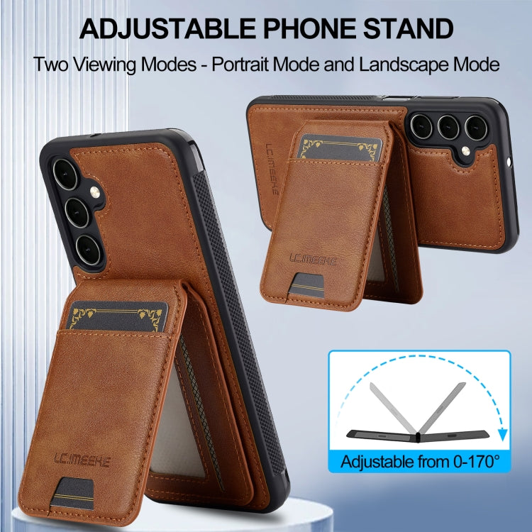 For Samsung Galaxy A16 5G LC.IMEEKE L3 Series Detachable RFID Card Bag Magsafe Phone Case(Brown)