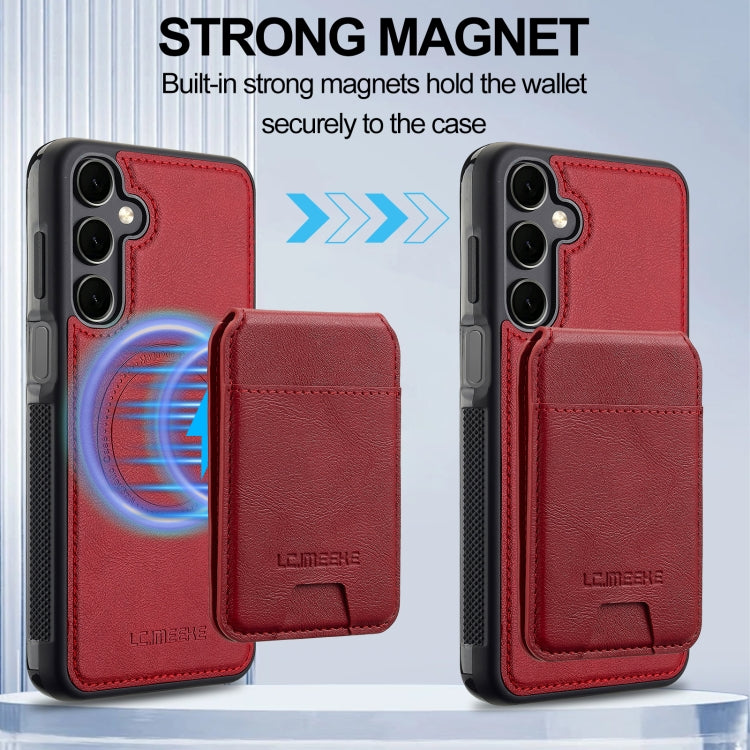 For Samsung Galaxy A16 5G LC.IMEEKE L3 Series Detachable RFID Card Bag Magsafe Phone Case(Red)