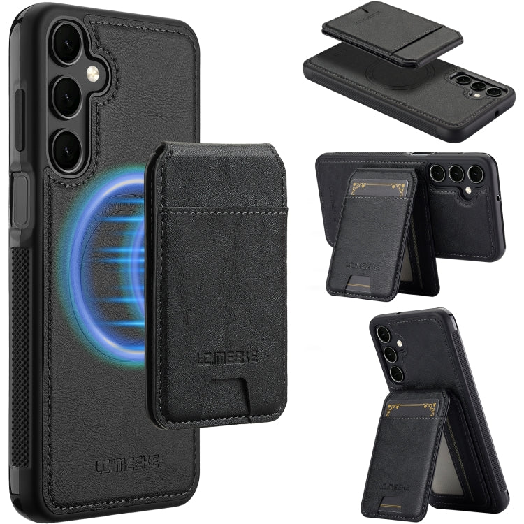 For Samsung Galaxy A15 5G / 4G LC.IMEEKE L3 Series Detachable RFID Card Bag Magsafe Phone Case(Black)