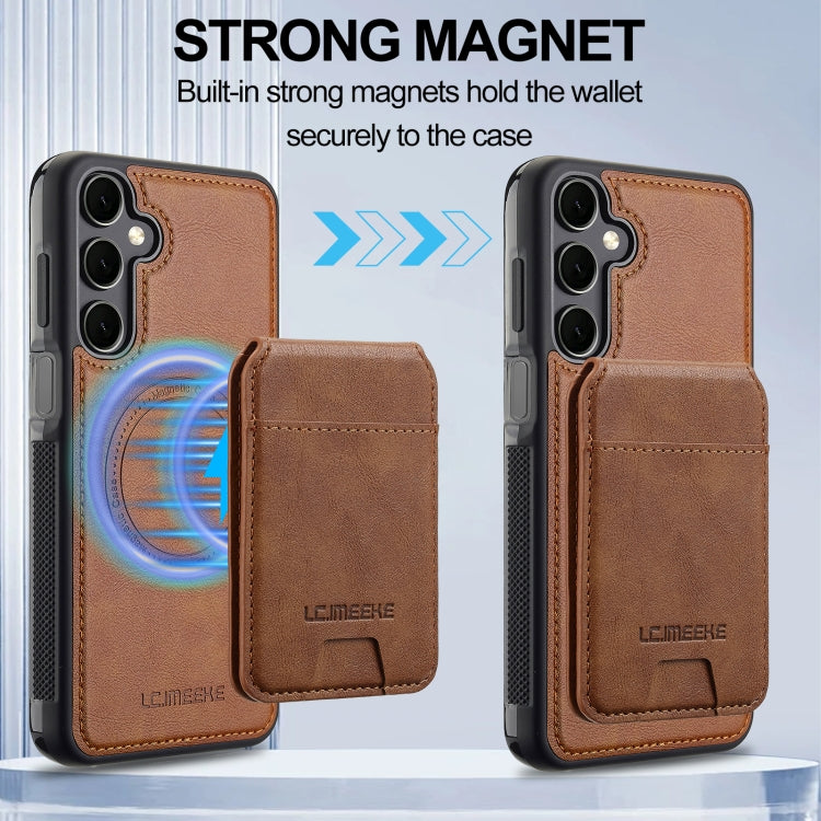 For Samsung Galaxy A15 5G / 4G LC.IMEEKE L3 Series Detachable RFID Card Bag Magsafe Phone Case(Brown)
