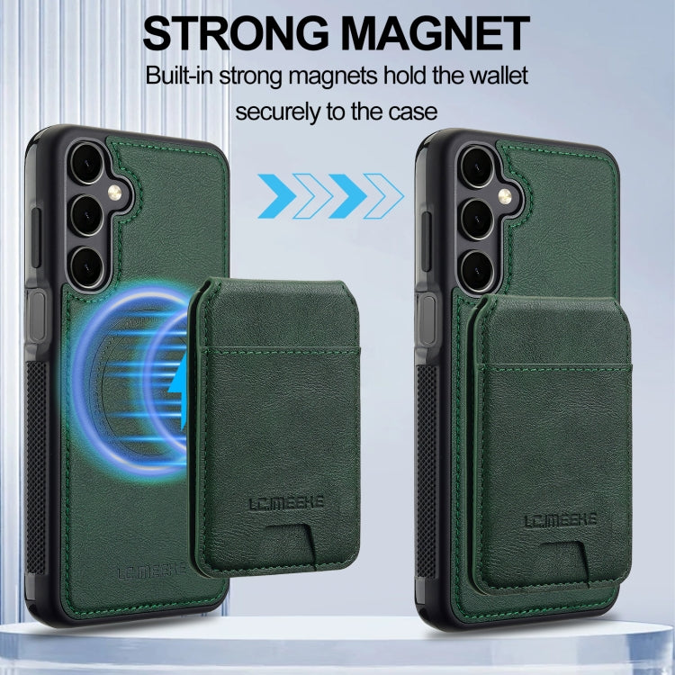 For Samsung Galaxy A15 5G / 4G LC.IMEEKE L3 Series Detachable RFID Card Bag Magsafe Phone Case(Green)