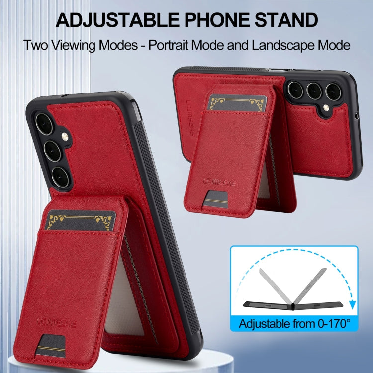 For Samsung Galaxy A15 5G / 4G LC.IMEEKE L3 Series Detachable RFID Card Bag Magsafe Phone Case(Red)