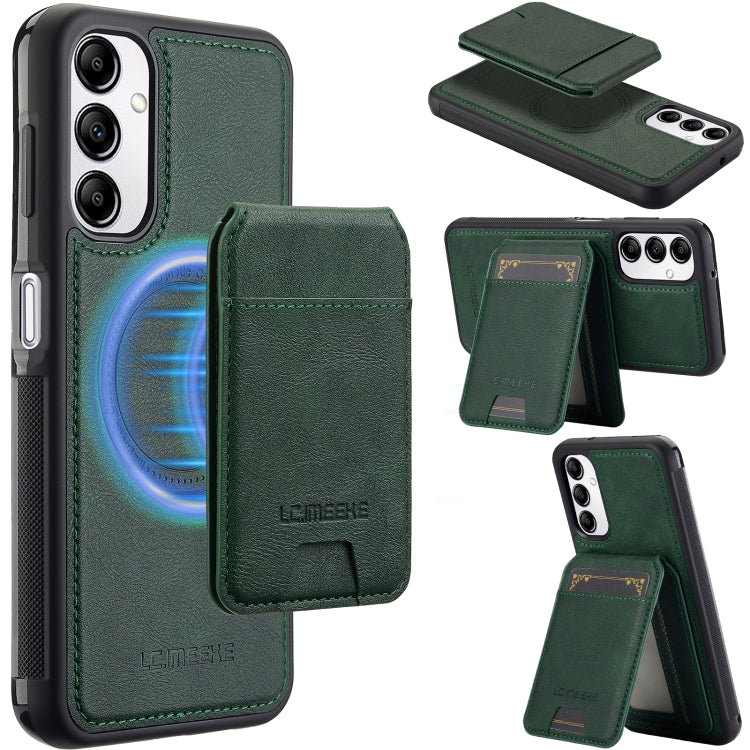 For Samsung Galaxy A14 5G / 4G LC.IMEEKE L3 Series Detachable RFID Card Bag Magsafe Phone Case(Green)