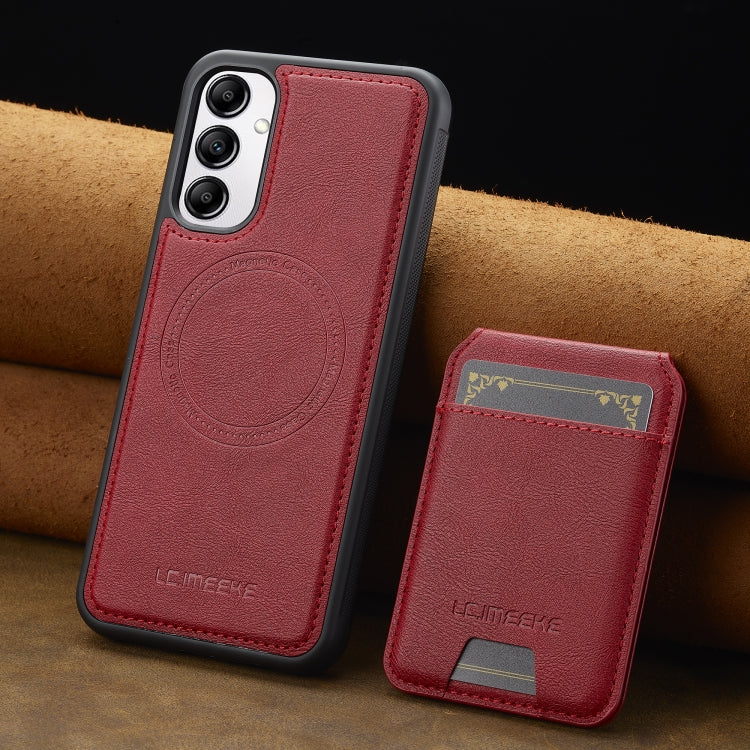 For Samsung Galaxy A14 5G / 4G LC.IMEEKE L3 Series Detachable RFID Card Bag Magsafe Phone Case(Red)