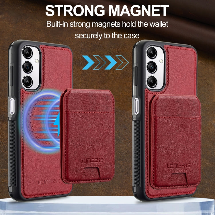 For Samsung Galaxy A14 5G / 4G LC.IMEEKE L3 Series Detachable RFID Card Bag Magsafe Phone Case(Red)