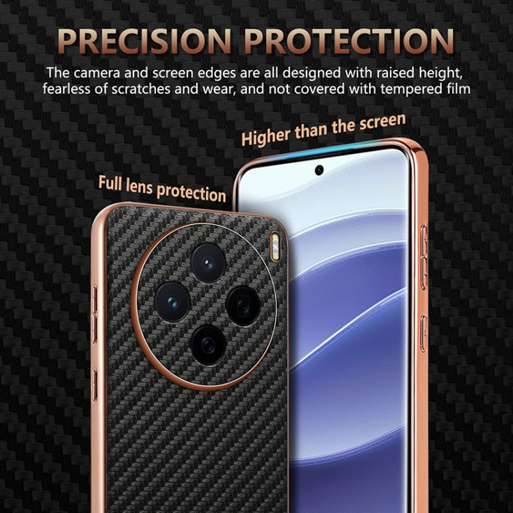 For vivo X200 AZNS Electroplated Edge Carbon Fiber Texture Phone Case(Blue)
