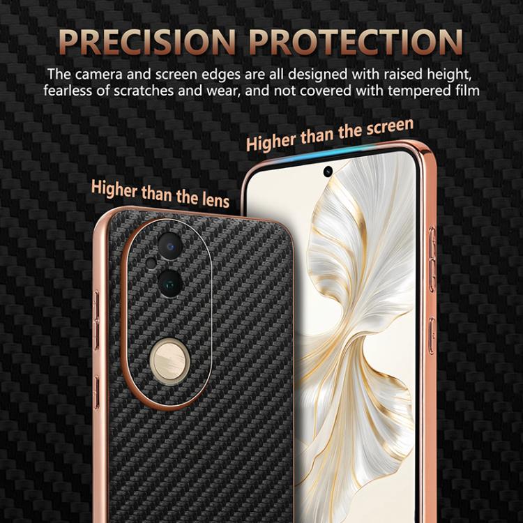 For vivo S20 AZNS Electroplated Edge Carbon Fiber Texture Phone Case(Brown)