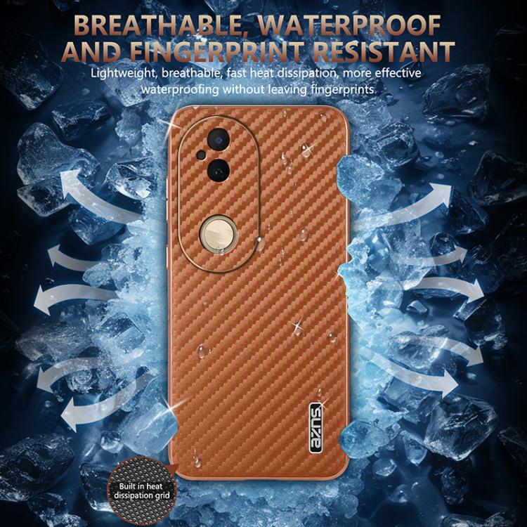 For vivo S20 AZNS Electroplated Edge Carbon Fiber Texture Phone Case(Brown)