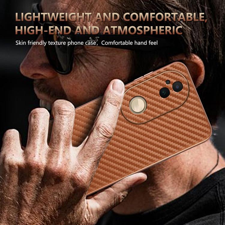 For vivo S20 AZNS Electroplated Edge Carbon Fiber Texture Phone Case(Brown)