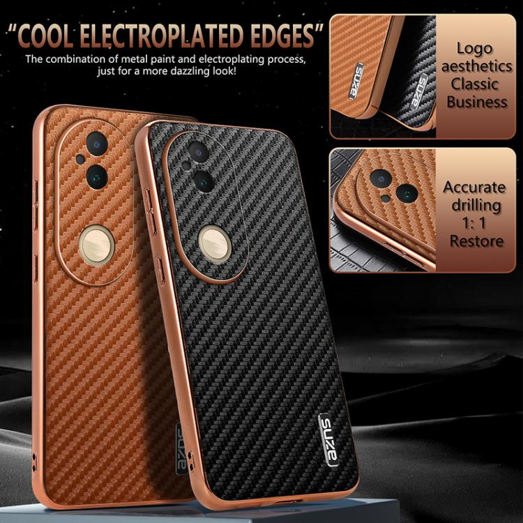 For vivo S20 AZNS Electroplated Edge Carbon Fiber Texture Phone Case(Green)