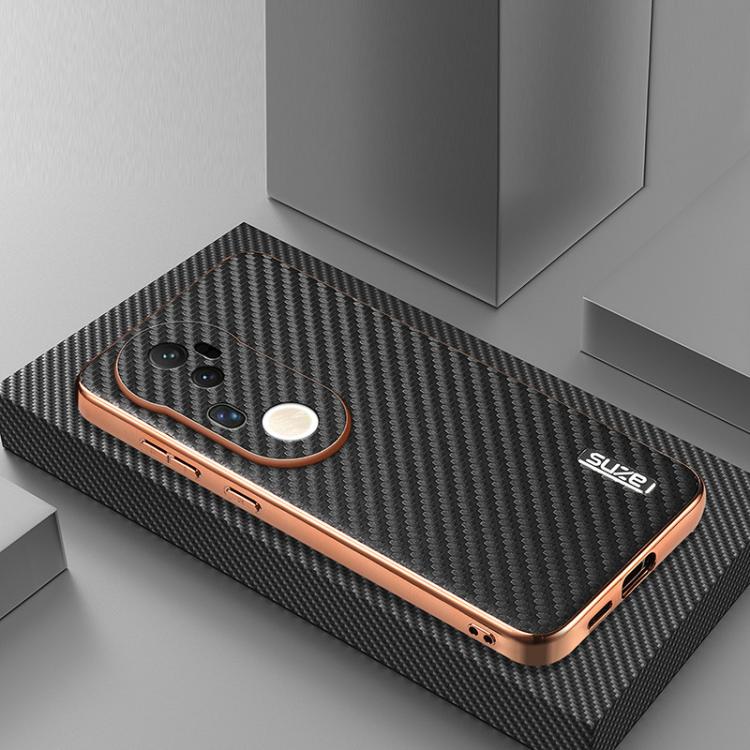For vivo S20 Pro AZNS Electroplated Edge Carbon Fiber Texture Phone Case(Black)