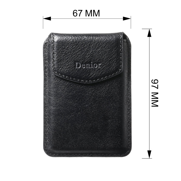 Denior V14 MagSafe Magnetic Phone Genuine Leather Card Sleeve(Black)