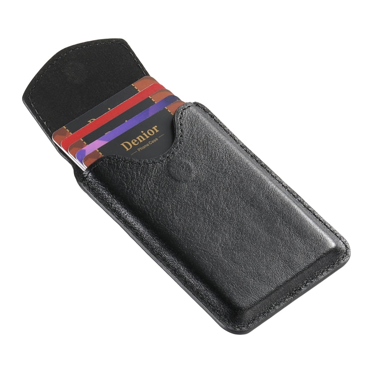 Denior V14 MagSafe Magnetic Phone Genuine Leather Card Sleeve(Black)