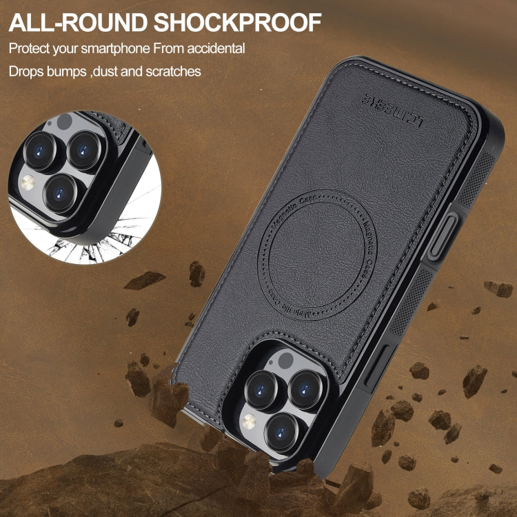 For iPhone 16 Pro Max LC.IMEEKE L5 Series Detachable RFID Card Bag Magsafe Phone Case(Black)