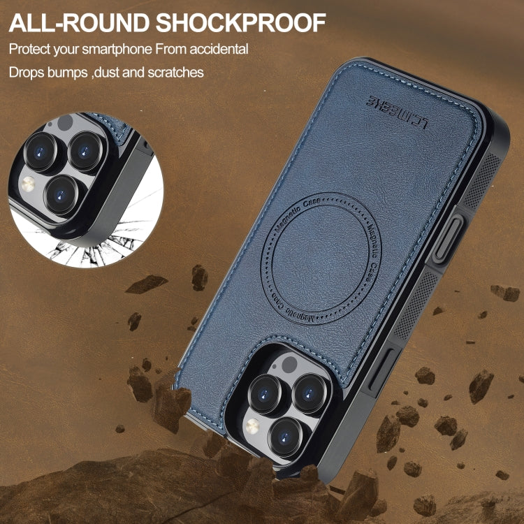 For iPhone 16 Pro Max LC.IMEEKE L5 Series Detachable RFID Card Bag Magsafe Phone Case(Blue)