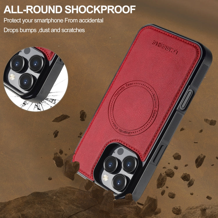 For iPhone 16 Pro Max LC.IMEEKE L5 Series Detachable RFID Card Bag Magsafe Phone Case(Red)