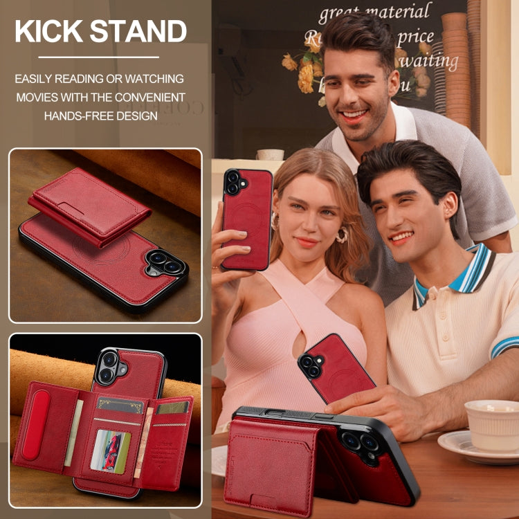 For iPhone 16 Plus LC.IMEEKE L5 Series Detachable RFID Card Bag Magsafe Phone Case(Red)