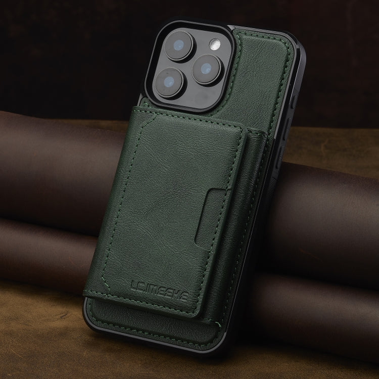 For iPhone 14 Pro Max LC.IMEEKE L5 Series Detachable RFID Card Bag Magsafe Phone Case(Green)