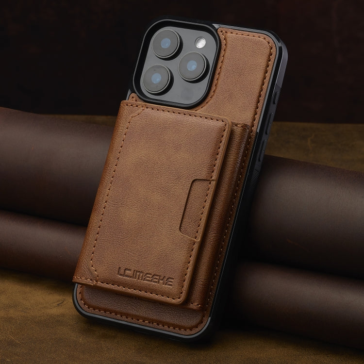 For iPhone 14 Pro LC.IMEEKE L5 Series Detachable RFID Card Bag Magsafe Phone Case(Brown)