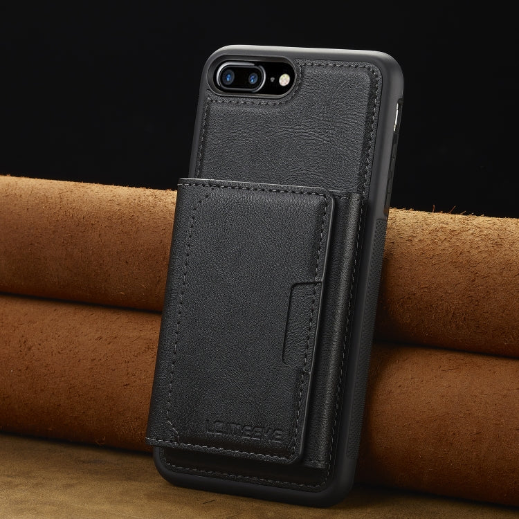 For iPhone 8 Plus / 7 Plus LC.IMEEKE L5 Series Detachable RFID Card Bag Magsafe Phone Case(Black)
