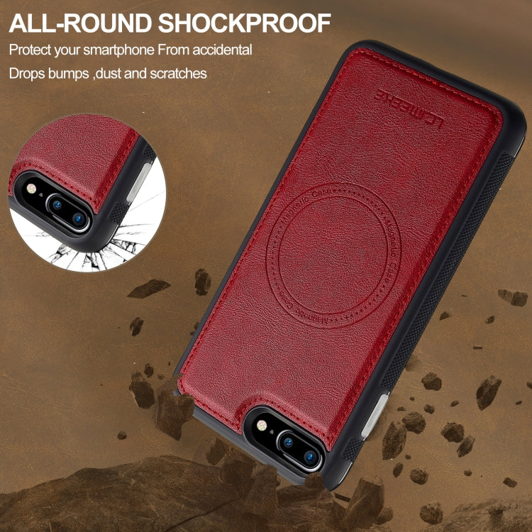 For iPhone 8 Plus / 7 Plus LC.IMEEKE L5 Series Detachable RFID Card Bag Magsafe Phone Case(Red)