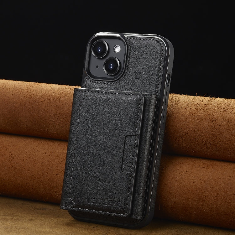 For iPhone 15 Plus / 14 Plus LC.IMEEKE L5 Series Detachable RFID Card Bag Magsafe Phone Case(Black)