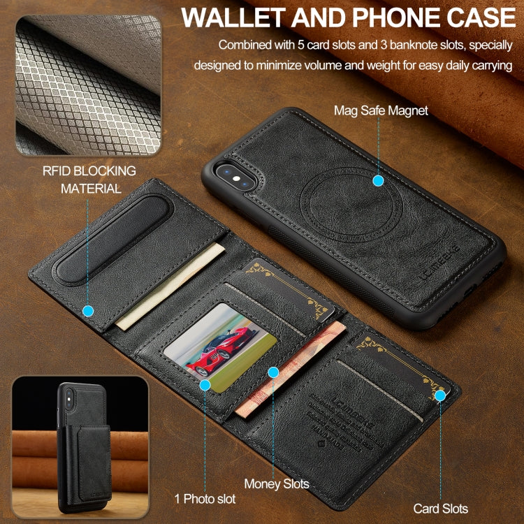 For iPhone XS / X LC.IMEEKE L5 Series Detachable RFID Card Bag Magsafe Phone Case(Black)