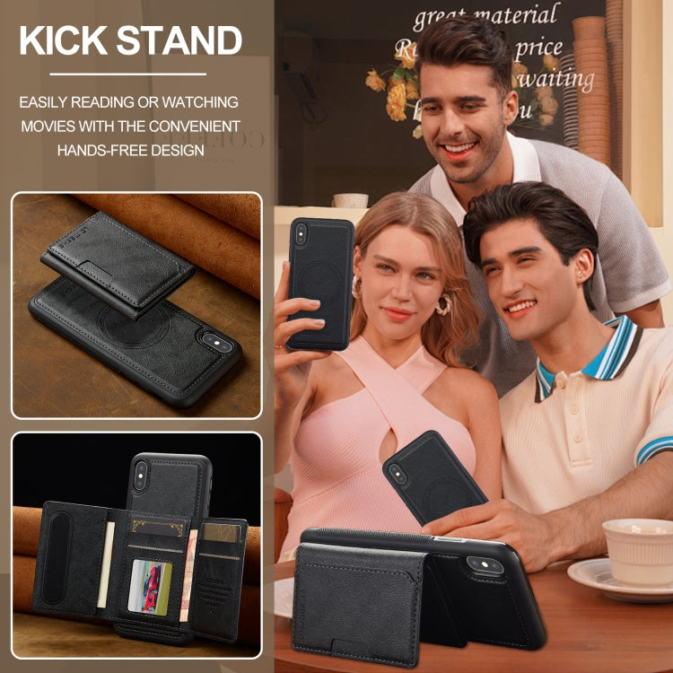For iPhone XS / X LC.IMEEKE L5 Series Detachable RFID Card Bag Magsafe Phone Case(Black)