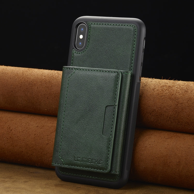 For iPhone XS / X LC.IMEEKE L5 Series Detachable RFID Card Bag Magsafe Phone Case(Green)
