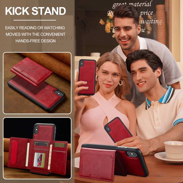 For iPhone XS / X LC.IMEEKE L5 Series Detachable RFID Card Bag Magsafe Phone Case(Red)