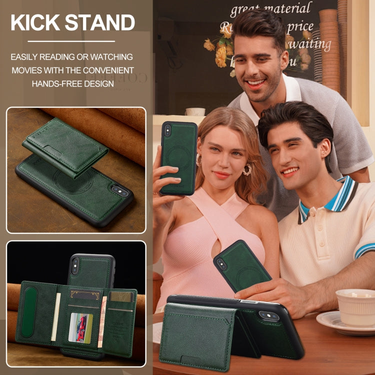 For iPhone XR LC.IMEEKE L5 Series Detachable RFID Card Bag Magsafe Phone Case(Green)