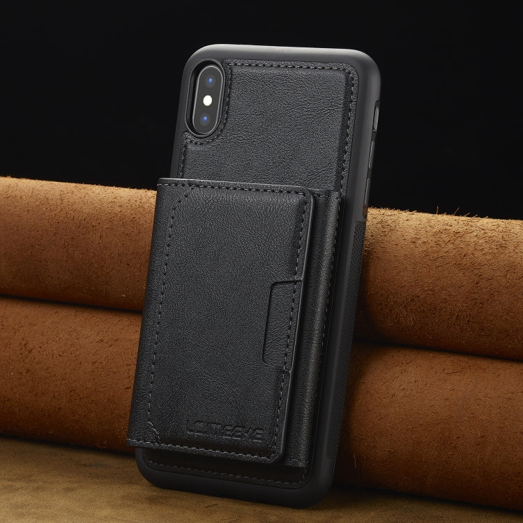 For iPhone XS Max LC.IMEEKE L5 Series Detachable RFID Card Bag Magsafe Phone Case(Black)