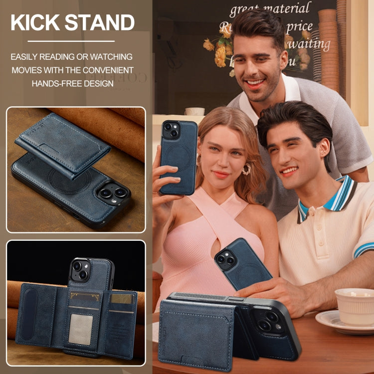 For iPhone 13 mini LC.IMEEKE L5 Series Detachable RFID Card Bag Magsafe Phone Case(Blue)