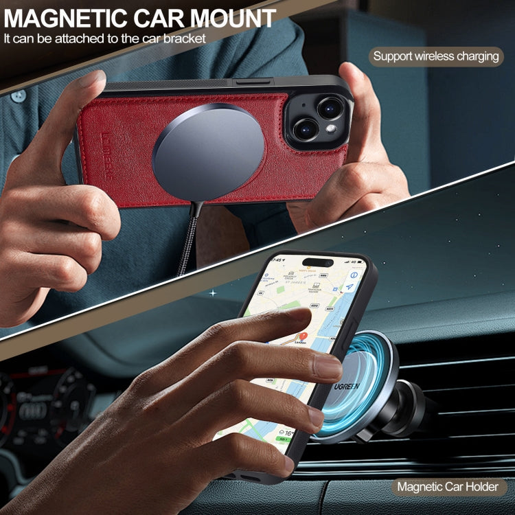 For iPhone 13 mini LC.IMEEKE L5 Series Detachable RFID Card Bag Magsafe Phone Case(Red)