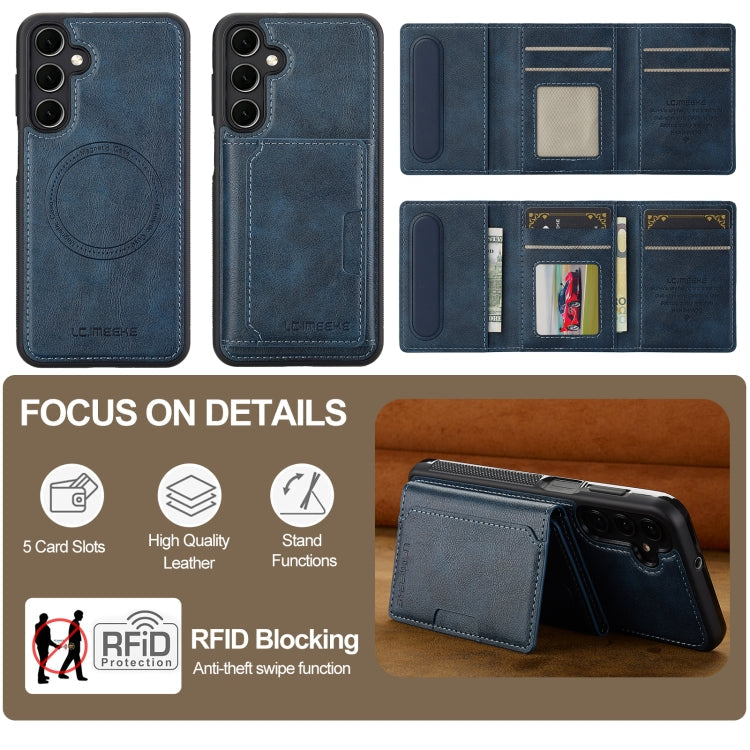 For Samsung Galaxy S24 FE 5G LC.IMEEKE L5 Series Detachable RFID Card Bag Magsafe Phone Case(Blue)