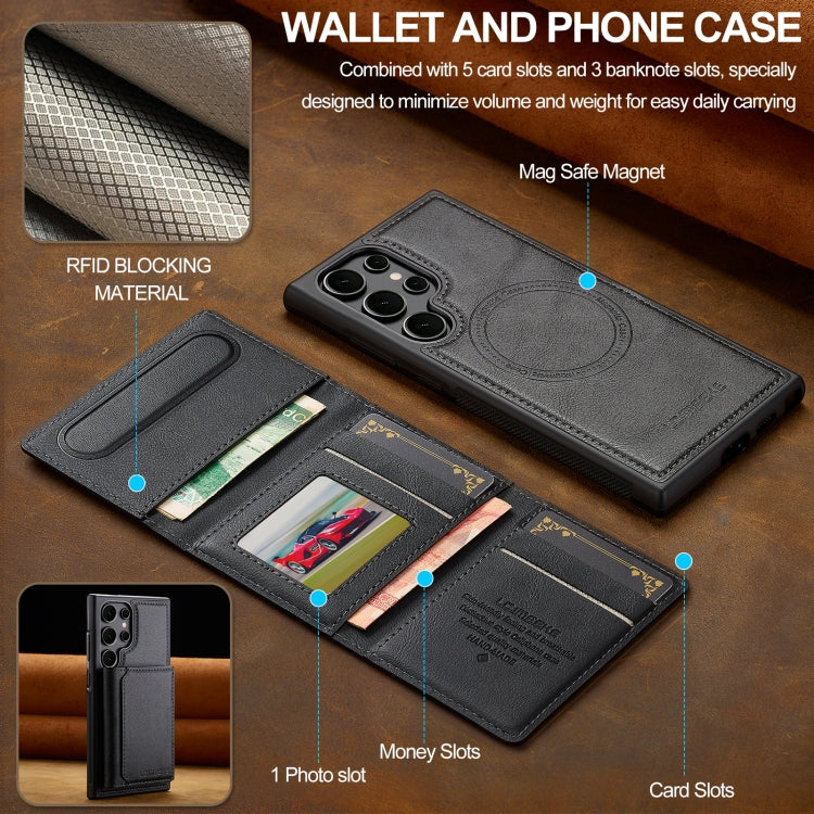 For Samsung Galaxy S24 Ultra 5G LC.IMEEKE L5 Series Detachable RFID Card Bag Magsafe Phone Case(Black)