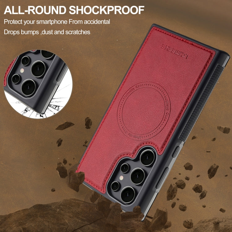 For Samsung Galaxy S24 Ultra 5G LC.IMEEKE L5 Series Detachable RFID Card Bag Magsafe Phone Case(Red)