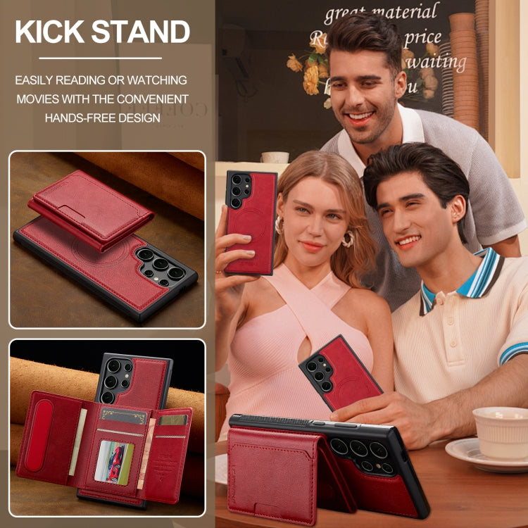 For Samsung Galaxy S24 Ultra 5G LC.IMEEKE L5 Series Detachable RFID Card Bag Magsafe Phone Case(Red)