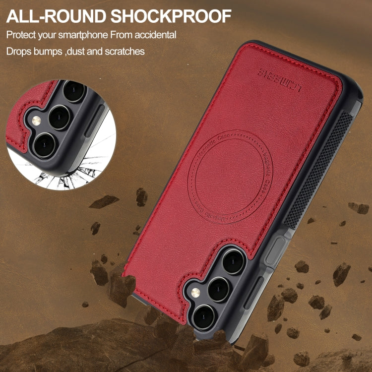 For Samsung Galaxy S24+ 5G LC.IMEEKE L5 Series Detachable RFID Card Bag Magsafe Phone Case(Red)