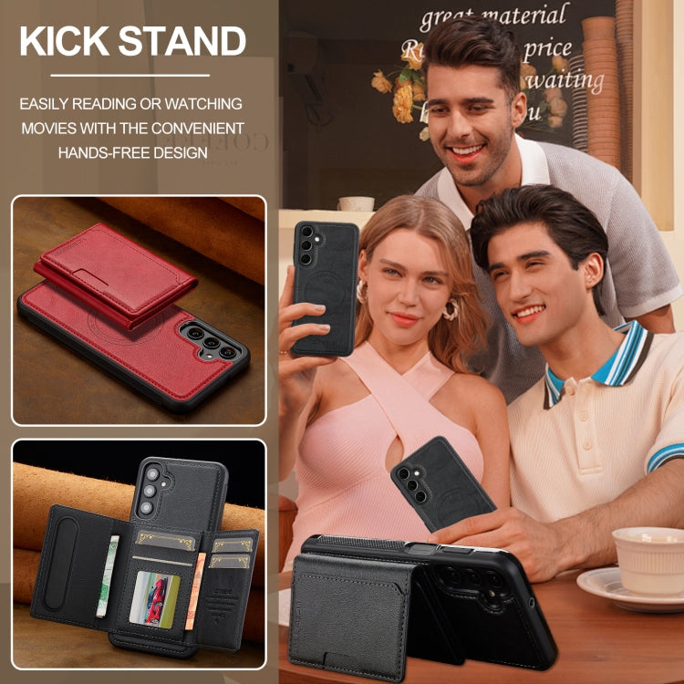 For Samsung Galaxy S24+ 5G LC.IMEEKE L5 Series Detachable RFID Card Bag Magsafe Phone Case(Red)