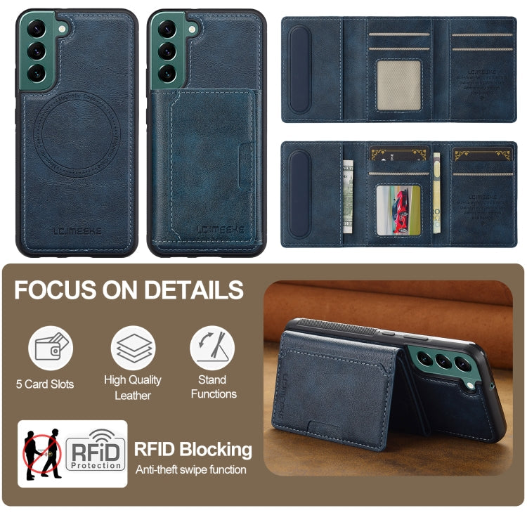 For Samsung Galaxy S20 FE LC.IMEEKE L5 Series Detachable RFID Card Bag Magsafe Phone Case(Blue)