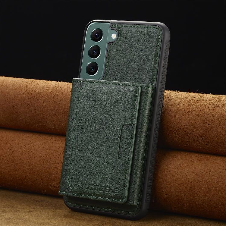 For Samsung Galaxy S22+ 5G LC.IMEEKE L5 Series Detachable RFID Card Bag Magsafe Phone Case(Green)