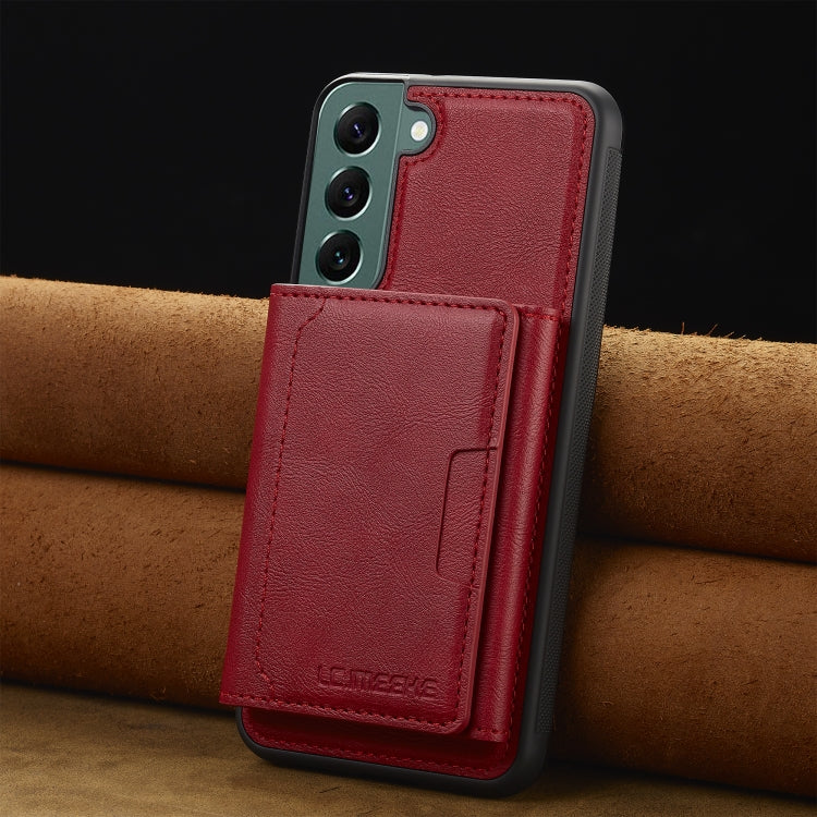 For Samsung Galaxy S22+ 5G LC.IMEEKE L5 Series Detachable RFID Card Bag Magsafe Phone Case(Red)