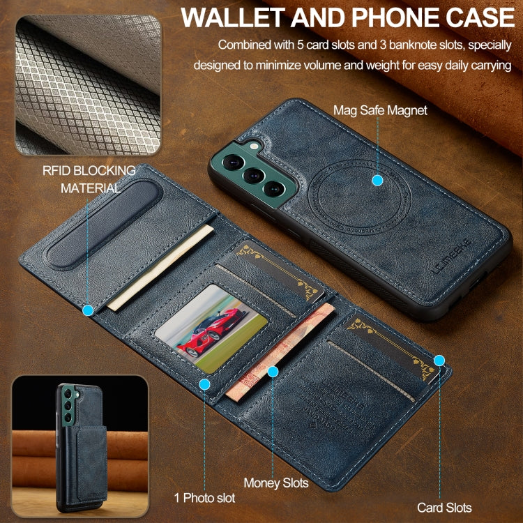 For Samsung Galaxy S22 5G LC.IMEEKE L5 Series Detachable RFID Card Bag Magsafe Phone Case(Blue)