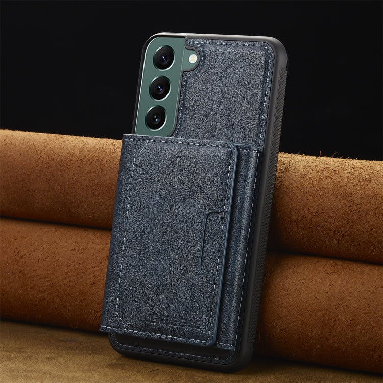 For Samsung Galaxy S21 FE 5G LC.IMEEKE L5 Series Detachable RFID Card Bag Magsafe Phone Case(Blue)