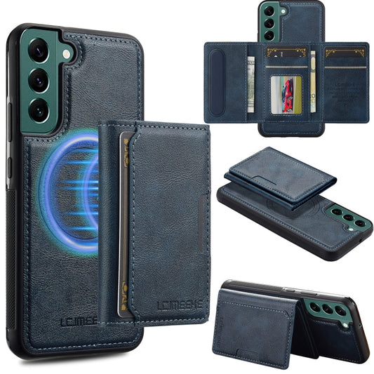 For Samsung Galaxy S21+ 5G LC.IMEEKE L5 Series Detachable RFID Card Bag Magsafe Phone Case(Blue)